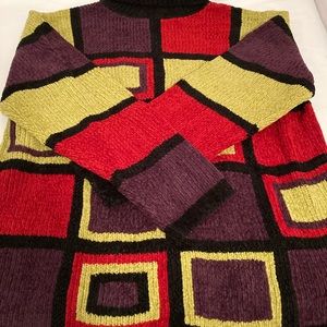 Denim and co large multi color long sleeve sweater